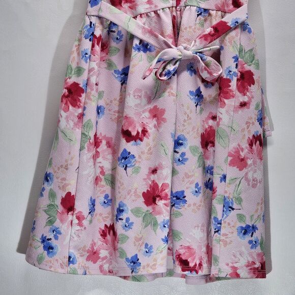 Girls Wonder Nation Pink Floral Dress Size 7 Sleeveless Belted Spring Style - Picture 9 of 12